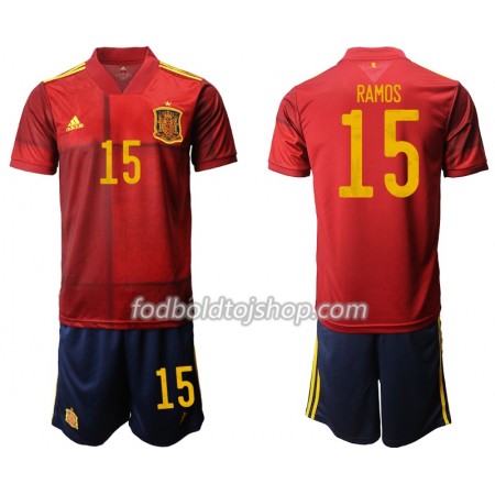 Spanien Ramos 15 Børn Hjemme Fodboldsæt Euro 2020 S/S (+ Korte bukser)